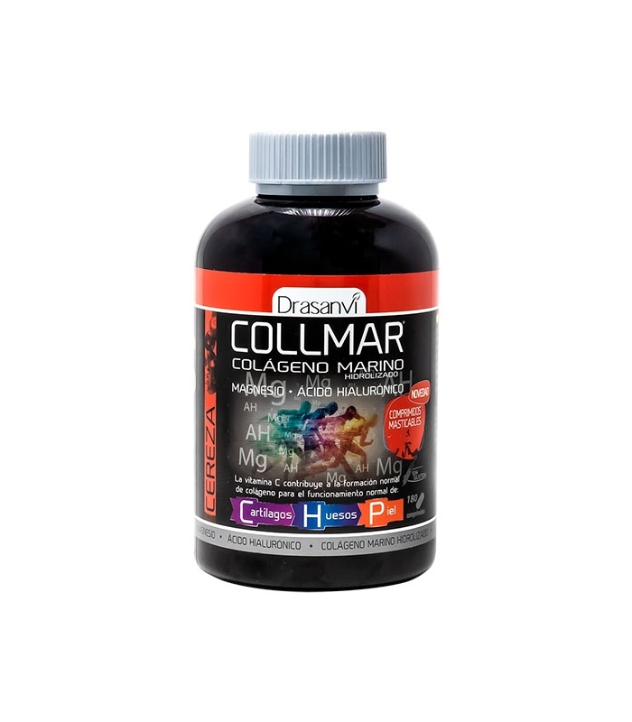 Drasanvi Collmar Colágeno Magnesio + Ácido Hialurónico 180 comp masticables Sabor Cereza | Nutridos.es