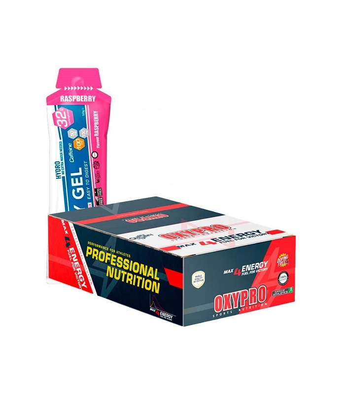 OxyPro - Energy Gel Caffeine -  12 geles x 50 gr - Gel energético vegano con 100 mg de Cafeína