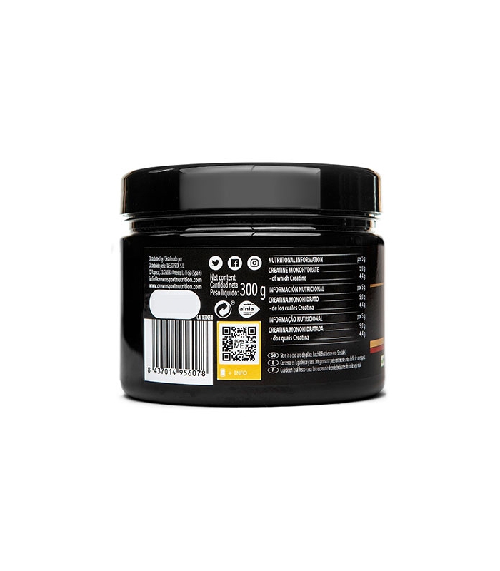 Crown Sport Nutrition - Creatina monohidrato Creapure 300 g - Mejora el rendimiento deportivo