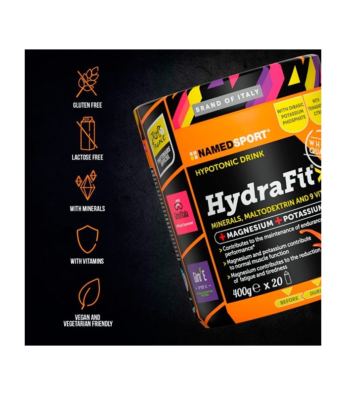 Named Sport - Hydra Fit 1 x 400 g sabor Naranja Sanguina - Bebida isotónica